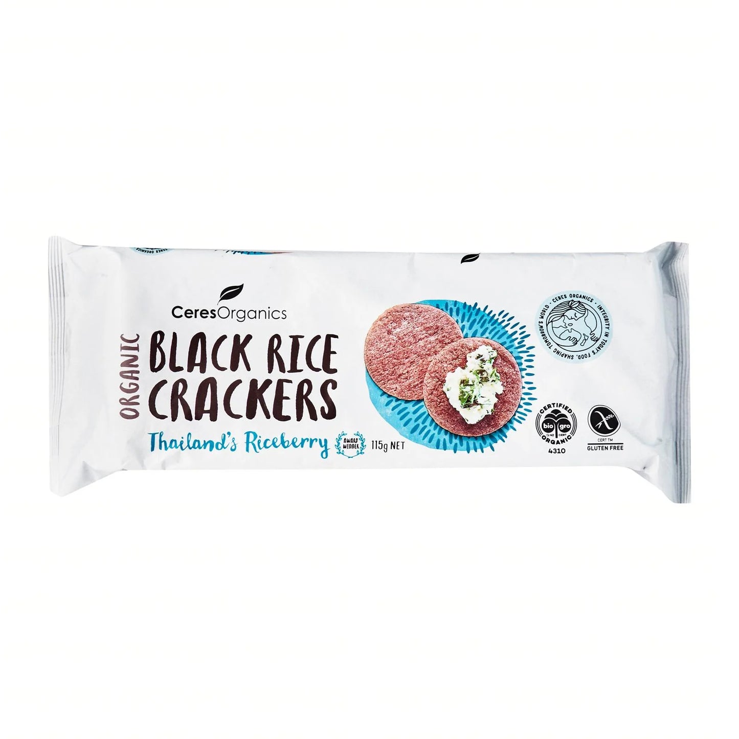 CERES Organics Black Rice Crackers Thai Riceberry