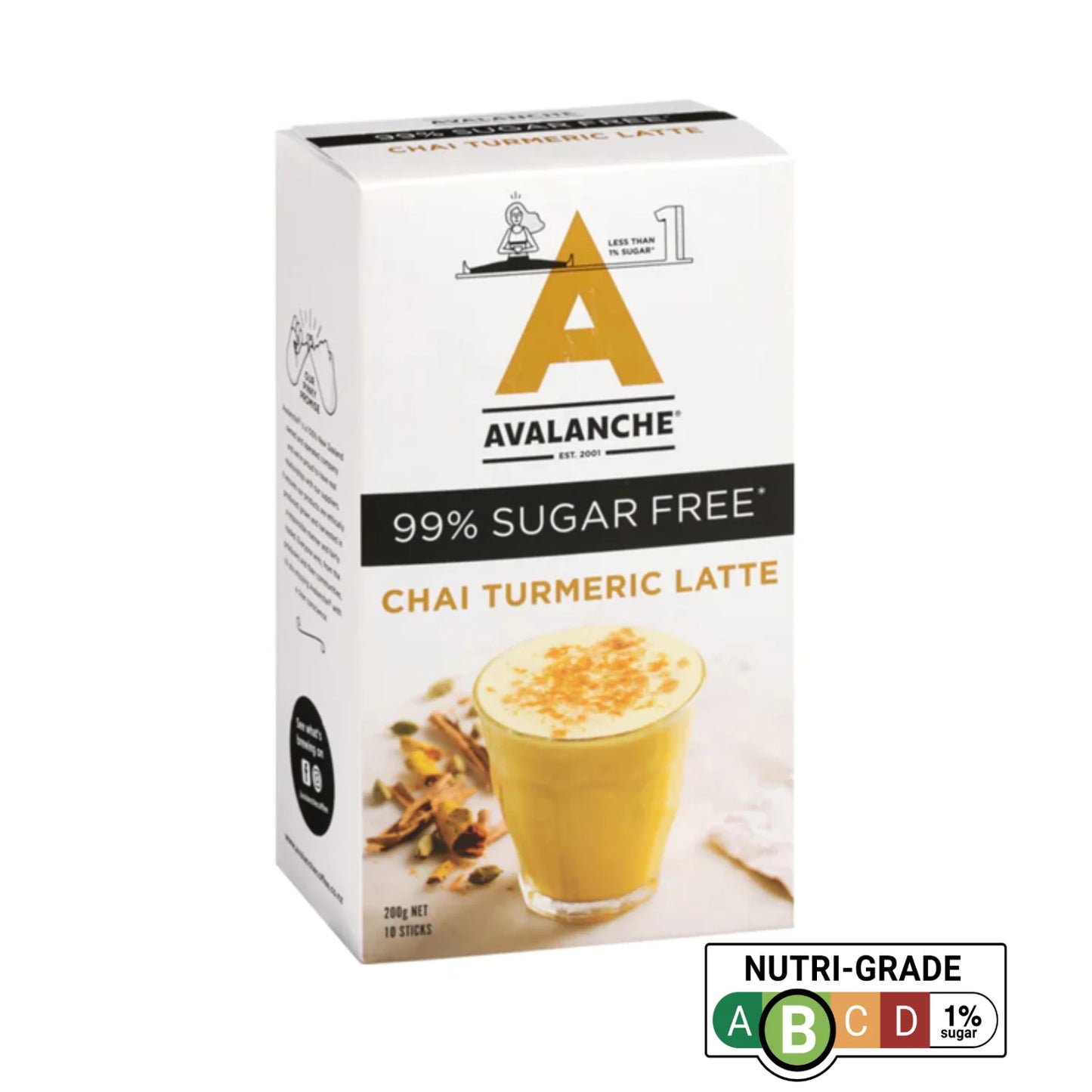 AVALANCHE 99% Sugar Free Turmeric Chai Latte 200gm 10s