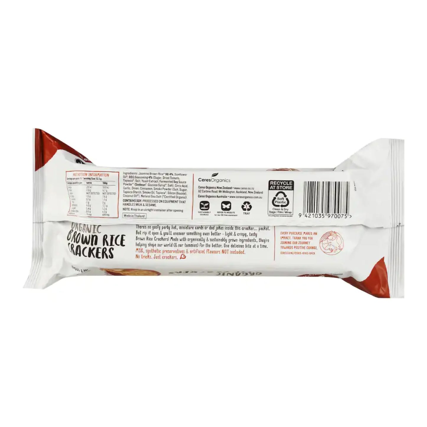 CERES ORG Brown Rice Crackers Smokey BBQ