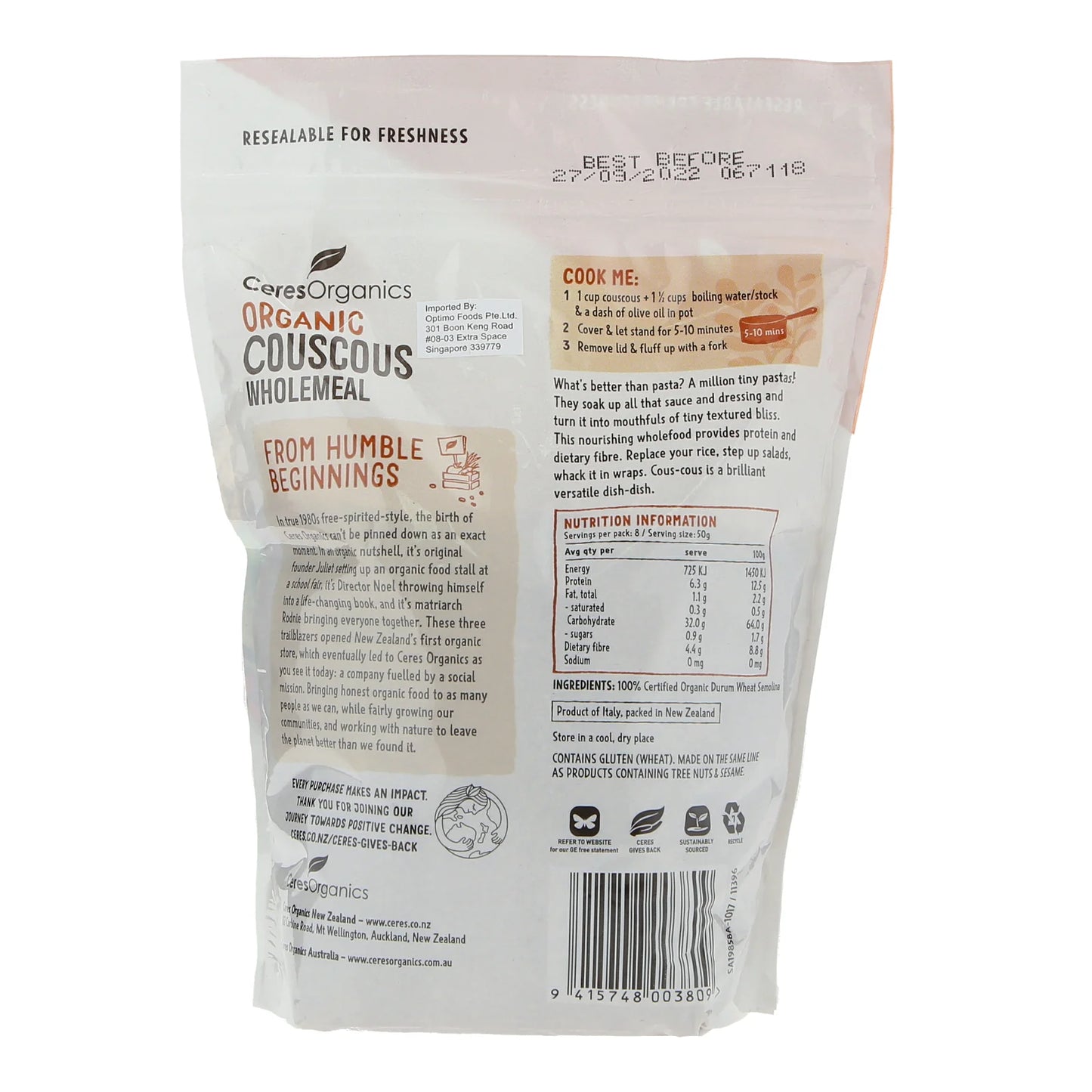 CERES ORG Couscous Wholemeal