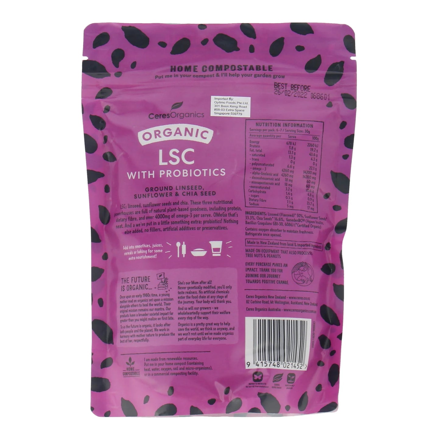CERES ORG LSC (Linseed, Sunflower, Chia) with Probiotic