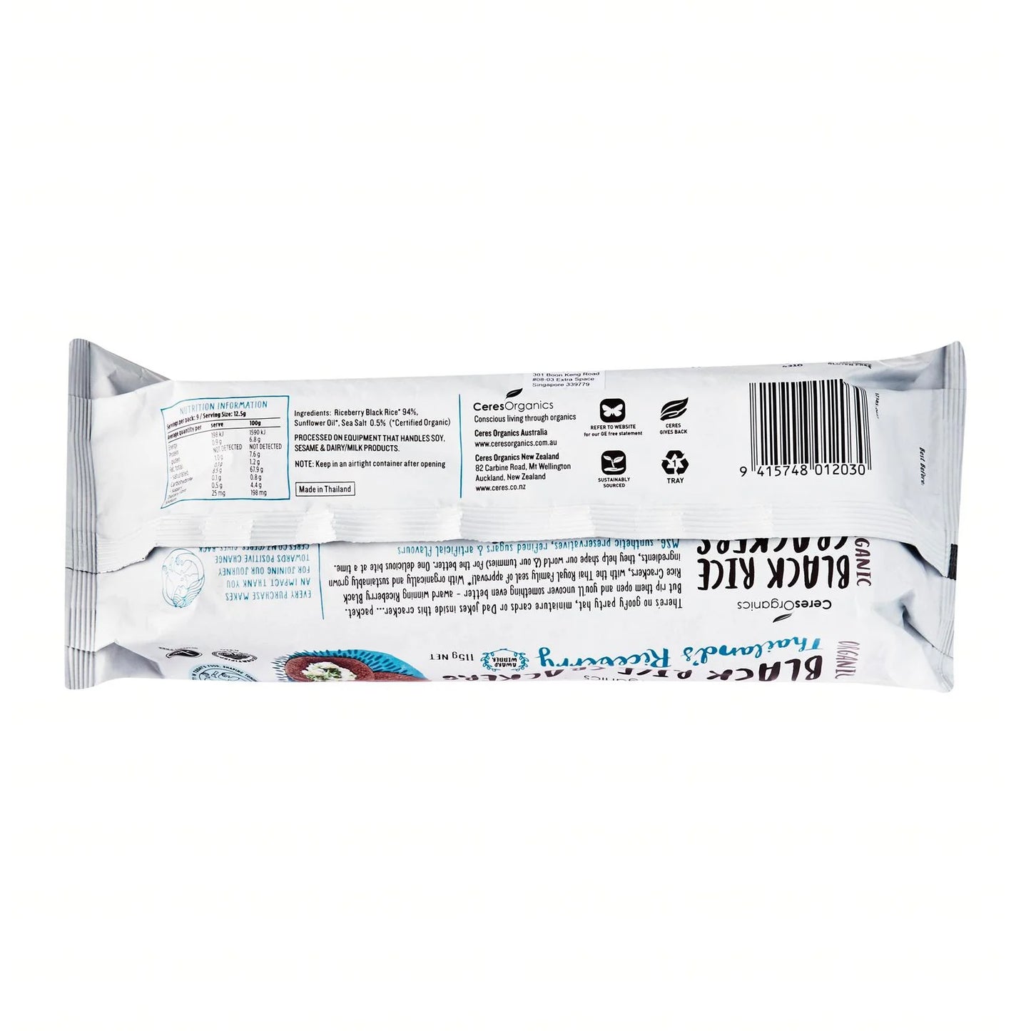 CERES Organics Black Rice Crackers Thai Riceberry