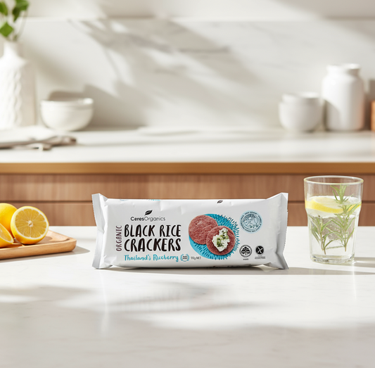 CERES Organics Black Rice Crackers Thai Riceberry